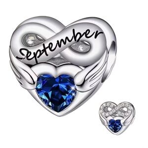 September Silver Heart Birthstone Month Charm Pandora Style